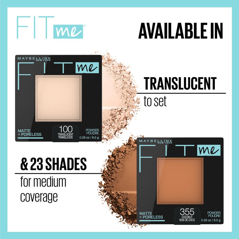 Maybelline Fit Me Matte + Poreless Face Powder & Liquid Concealer Makeup Bundle, 1 Count Each