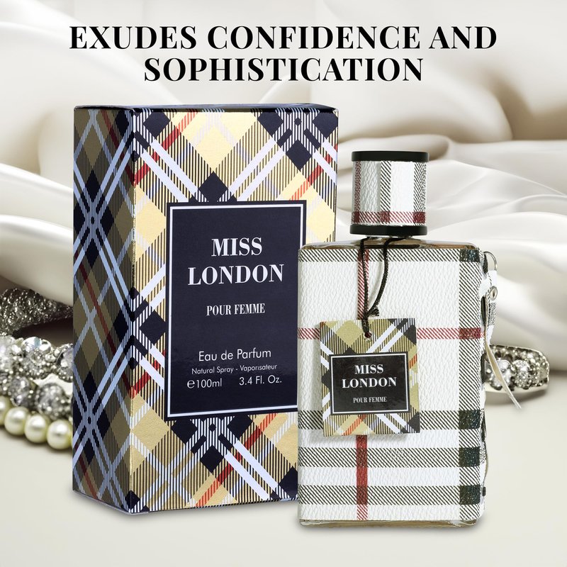 Miss London for Women Eau De Parfum - Honeysuckle, Rose, Jasmine, Peony - Elegant Blends with Floral, Citrus & Woody Note - Fresh & Feminine Scent - 100ml Bottle for Daily Wear & Special Occasions
