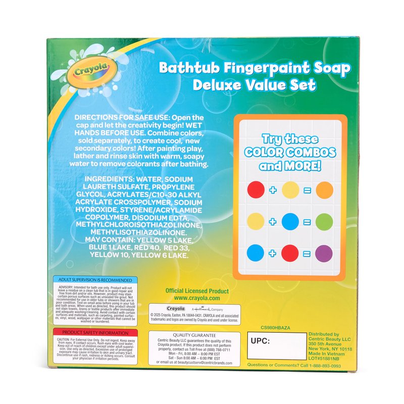 Crayola Bathtub Fingerpaint Deluxe Value Pack 10-Piece Set for Kids, 3 OZ Tubes of Washable Soap Paint, Non-Toxic, Stain Free Bath Toys for Kids