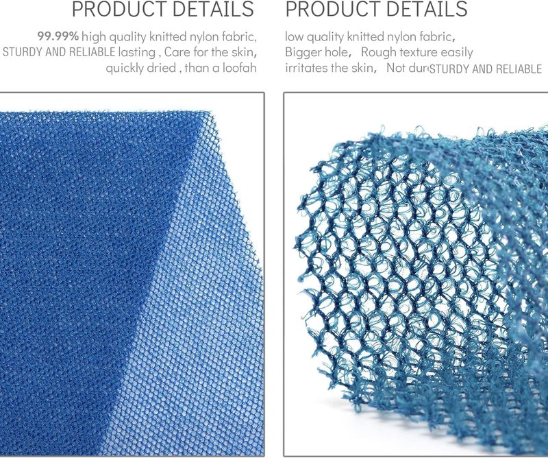 Skiennix African Bath Sponge Set - Exfoliating Net Scrubber for Smooth Skin | 3 Pieces in Blue