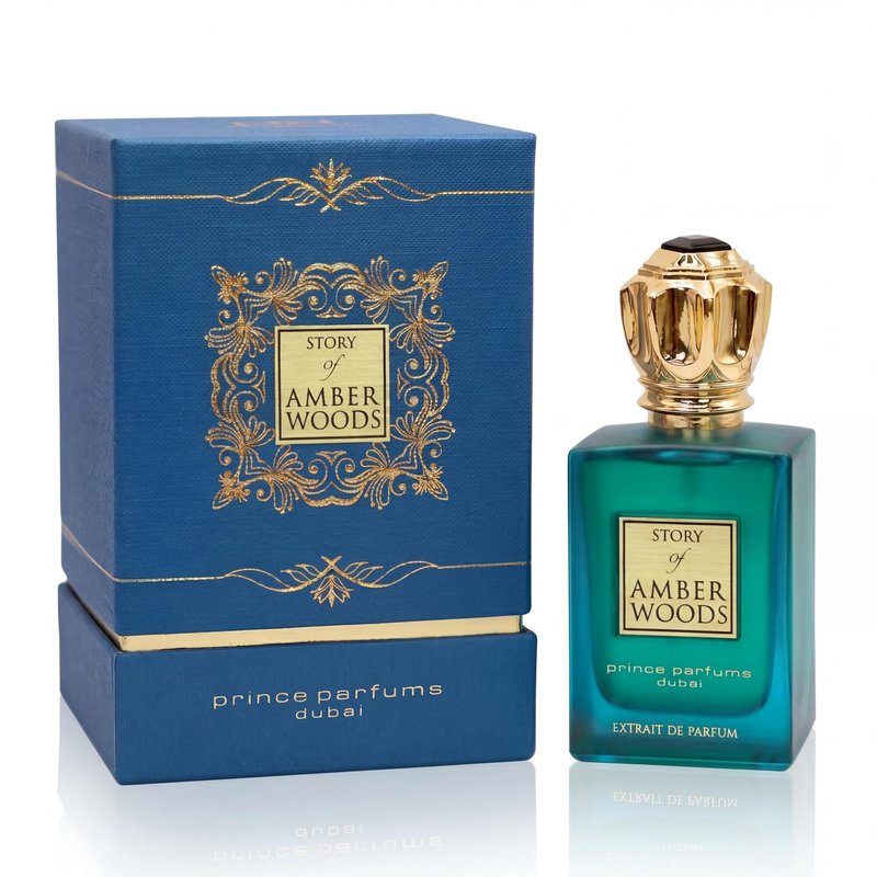 Prince Parfums Dubai - The Story of Amber Woods - 3.4 Ounces - Exquisite Men's Extrait de Parfum - Rich, Luxurious Scent of Amber, Cedar, Vetiver for the Modern Man - Depth, Warmth & Mastery