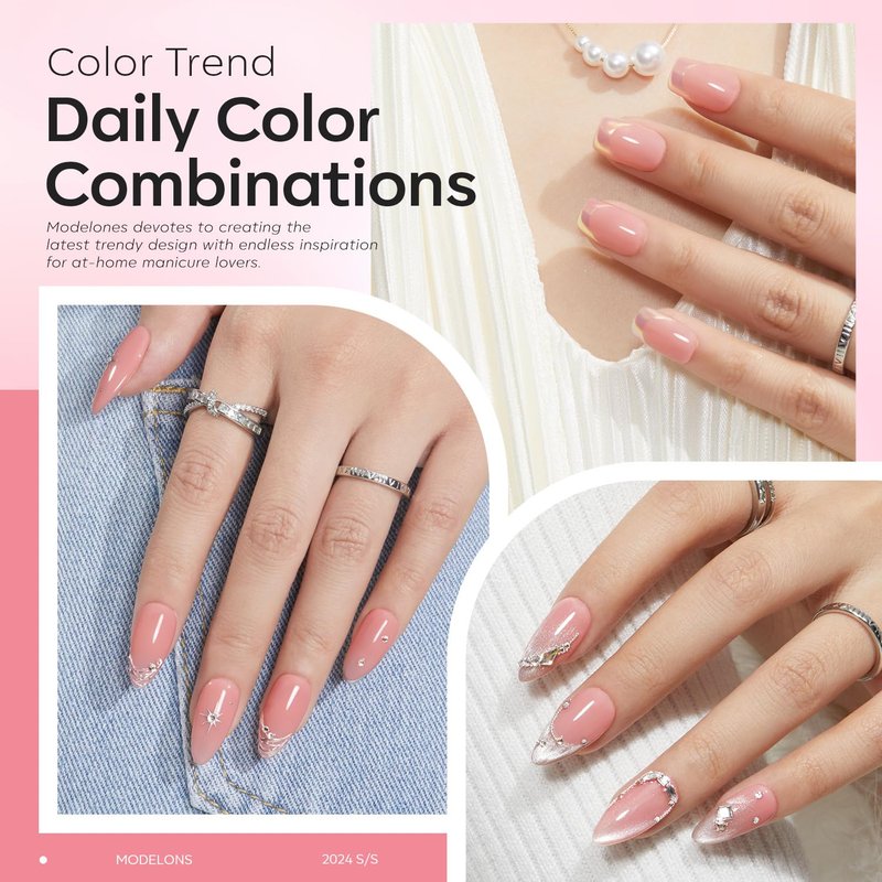 modelones Base Coat Builder Nail Gel, 2 Pcs Clear and Rose Nude Pink Builder Nail Polish for Thickening Apex Building 8-in-One Rubber Color Base Polish Extend Gel LED Lamp Cured 10 ml DIY Salon