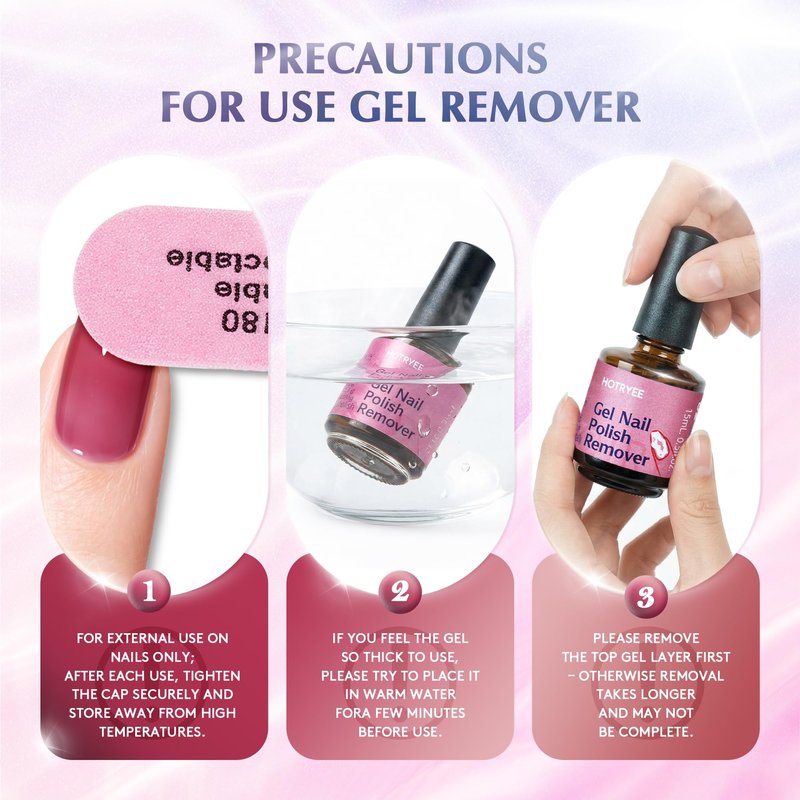 HOTRYEE Gel Nail Polish Remover Kit - Quick & Easy Gel Polish Remover No Need to Soak, Wrap or Use Foil,Gel Remover for Nails Within 2-3 minutes | 0.5 Fl Oz