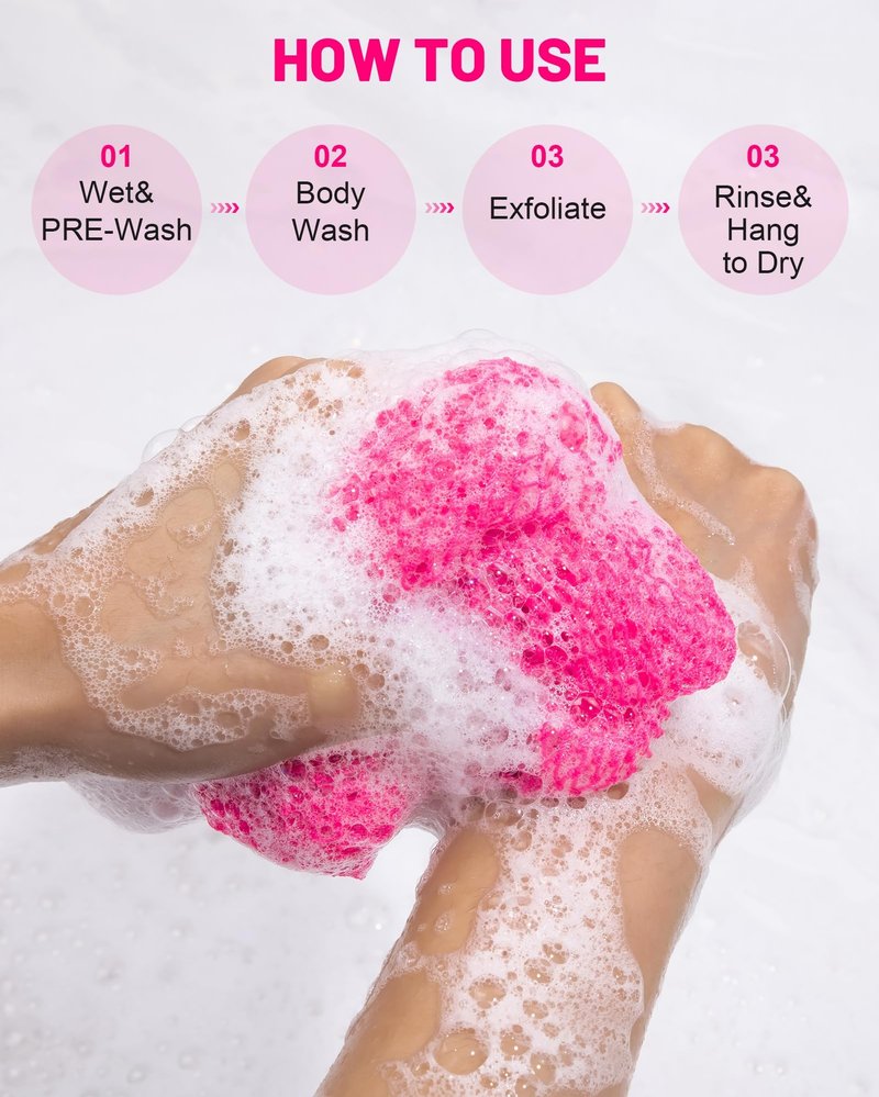 MTDLYICE African Net Sponge 3 Pack, Back Scrubber for Shower, XL 80CM Exfoliating Washcloth, African Net Sponge Authentic, Body Scrubber exfoliator Bath Accessories (Blue,LightGreen,Pink)