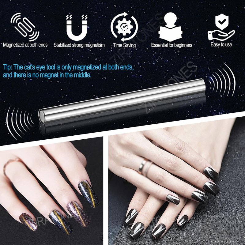 Cat Eye Nail Magnet - 5.9-Inch Double-Head Magnetic Tool for 3D Nail Art | DIY & Salon Use