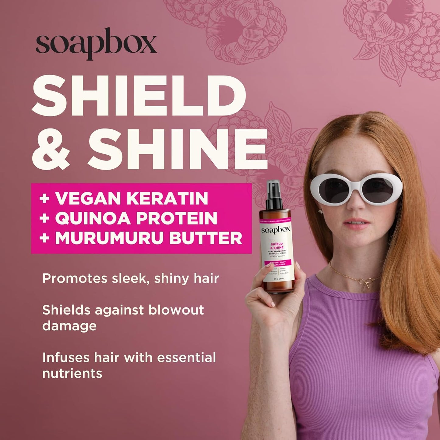 Soapbox Heat Protectant Spray - 3-in-1 Hair Care for Heat Protection & Shine | 8oz, Vegan & Color Safe