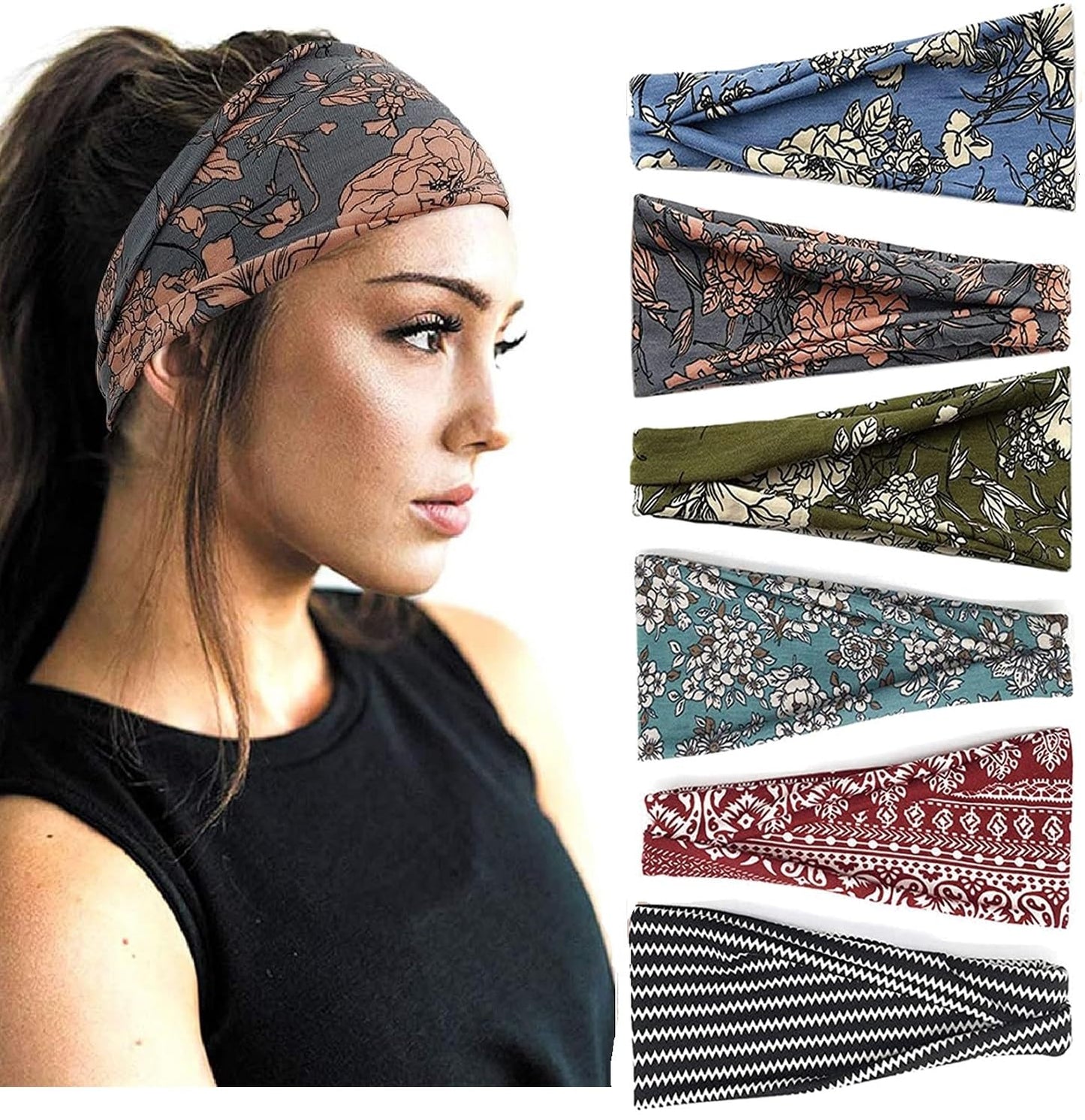 TERSE Boho Headbands for Women Wide Hair Bands for Women’s Hair Non Slip Thick Headbands for Yoga Workout Every Day Basic Girl’s Fashion Accessories