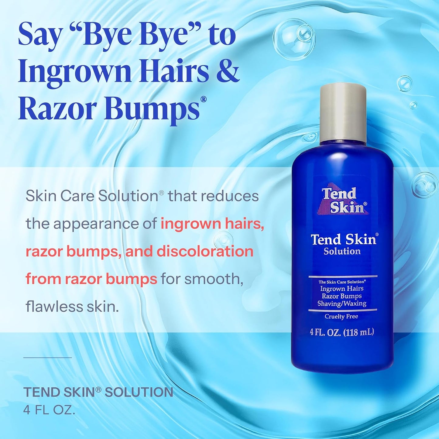 Tend Skin Solution - Razor Bump & Ingrown Hair Treatment | Post Shaving Toner, 4 Oz