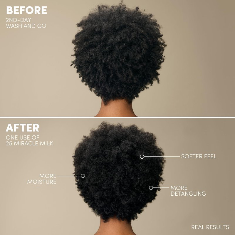 Mizani 25 Benefit Miracle Milk Leave-in Conditioner - Anti-Frizz Detangler Spray For Hair Shine, Heat Protectant, For Frizzy & Curly Hair, With Coconut Oil, 13.5 Fl Oz