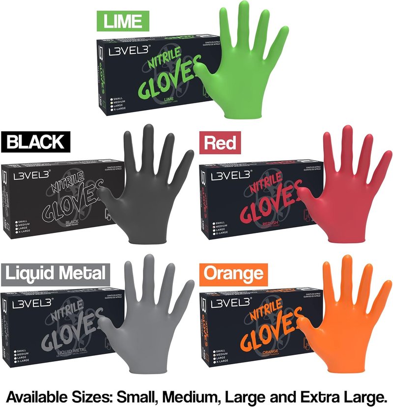 L3 Nitrile Gloves - Heavy Duty Disposable, Latex-Free, Snug Fit - Box of 100 Count