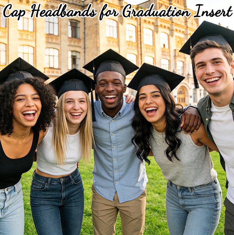 Pirekul Graduation Cap Headband Insert, Grad Cap Headband Holder - Secures Your Graduation Caps & Keeps Hairstyle, Hat Accessories for Graduates, Students, Women