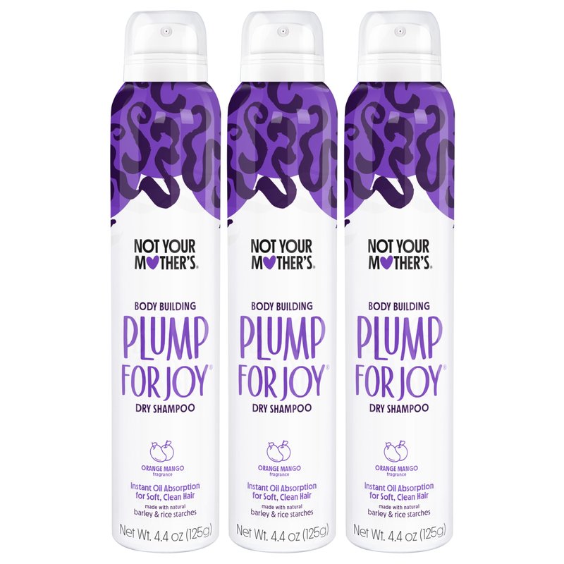 Not Your Mother's Plump For Joy Dry Shampoo (3-Pack) - 4.4 oz Each - Instant Oil Absorption for Soft, Clean Hair - Orange Mango - Body Building Hair Refresh Between Washes