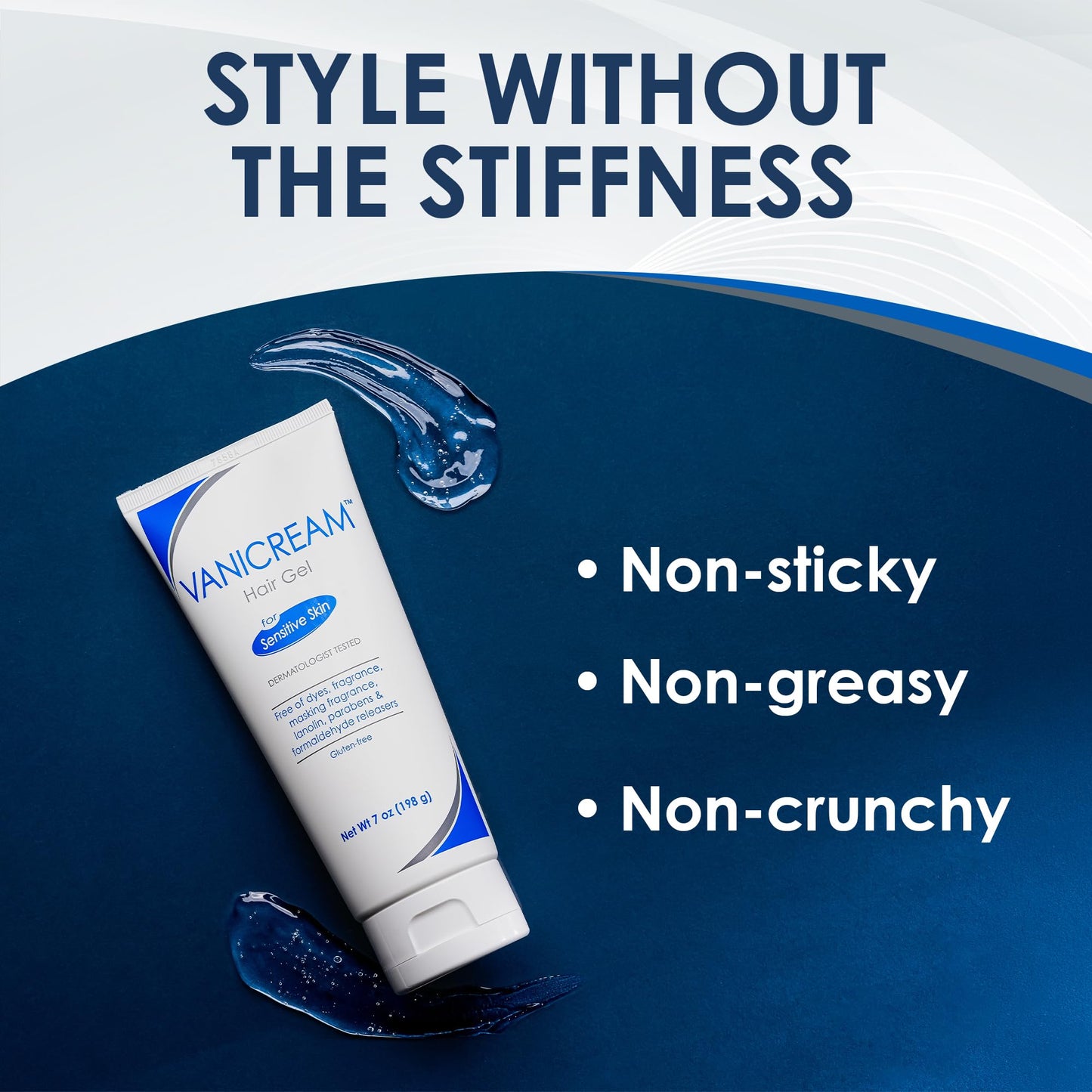 Vanicream Free & Clear Hair Styling Gel, Fragrance and Gluten Free, For Sensitive Skin, Unscented, 7 Oz