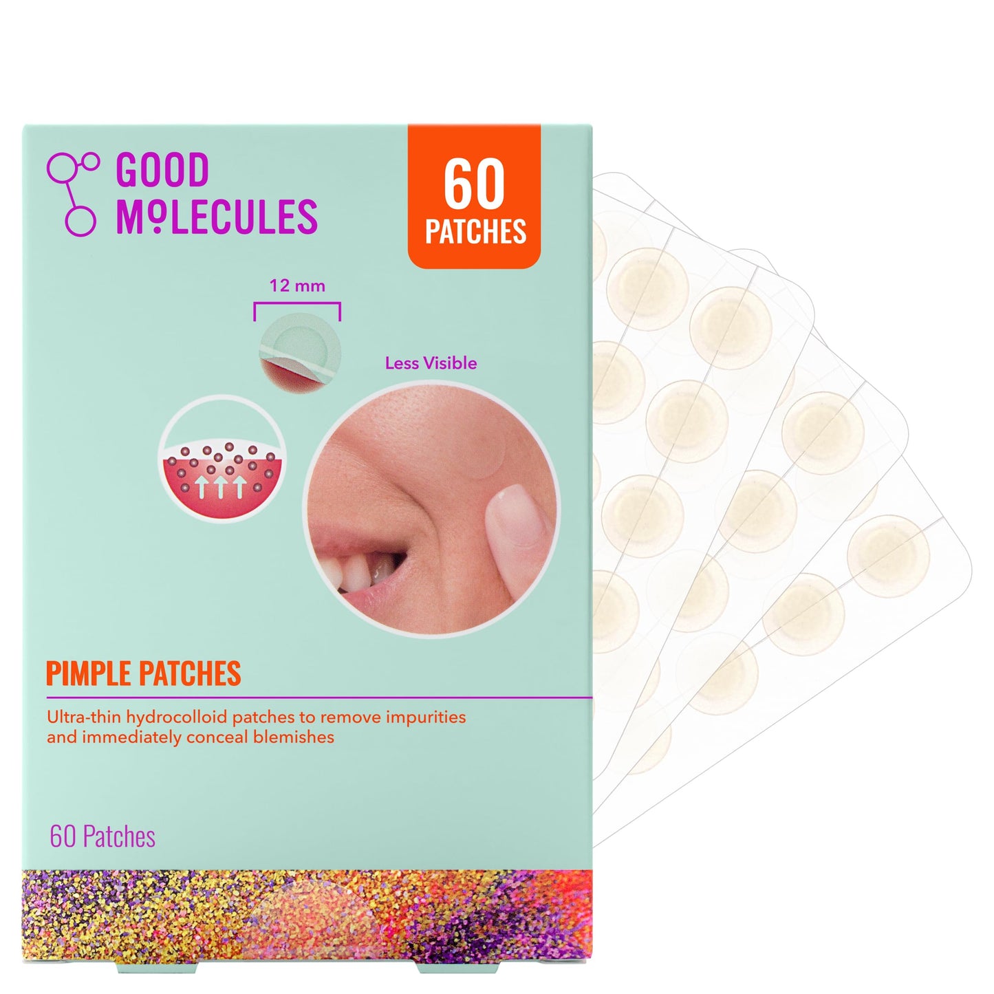 Good Molecules Pimple Patches for Face, 60 Pack – Ultra-Thin Hydrocolloid Patches, Invisible Under Makeup, Conceals Blemishes, Blackheads & Zits, Suitable for Acne-Prone Skin