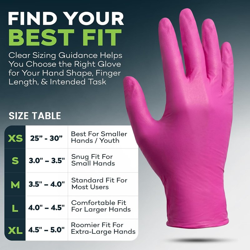 Fuchsia Hot Pink Nitrile Disposable Gloves - 3 Mil Medical Exam | Powder & Latex Free