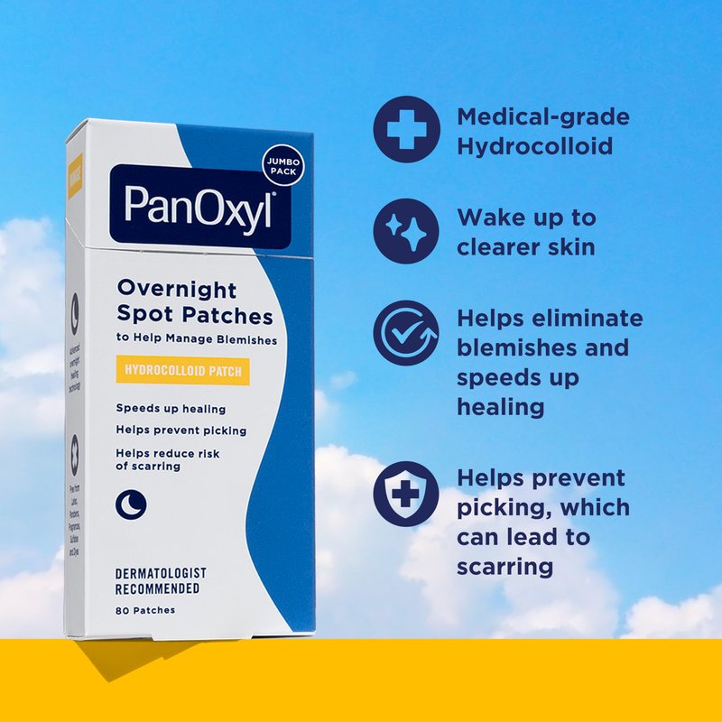 PanOxyl PM Overnight Spot Patches, Advanced Hydrocolloid Healing Technology, Fragrance Free, 80 Count