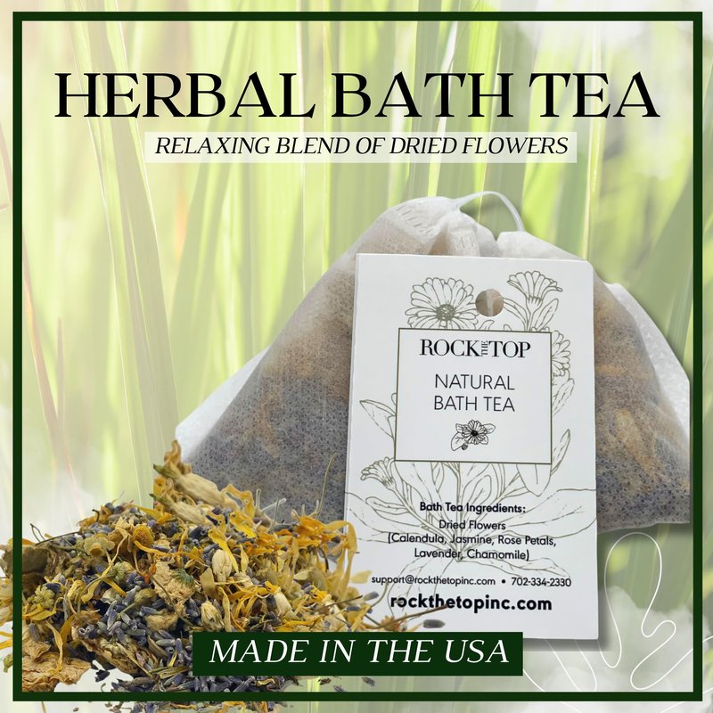 Rock the Top | 6 Lemongrass Rosemary Self Care Gifts for Women, Aromatherapy Epsom Salt Bath Soak, Lavender Soap, Bath Bombs, Bath Salts with Plant Based Loofa Dry Brushing Body Brush Gift