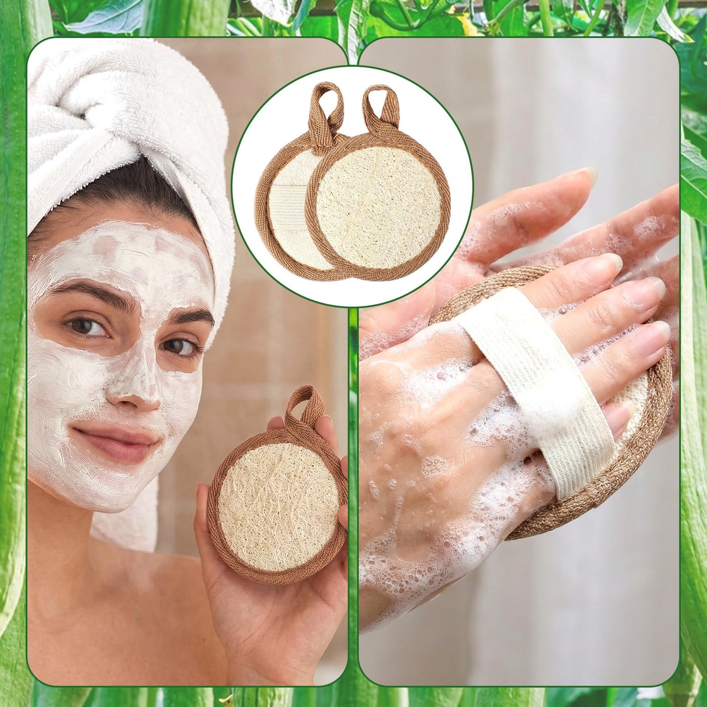 TIESOME 8 Pcs Exfoliating Face Scrubber, Gentle Shower Loofah Facial Scrubber Pads for Women & Men, Soft Face Exfoliator Pads for Deep Clean, Removes aDead Skin & Unclogs Pores, Reusable Sponge, Beige