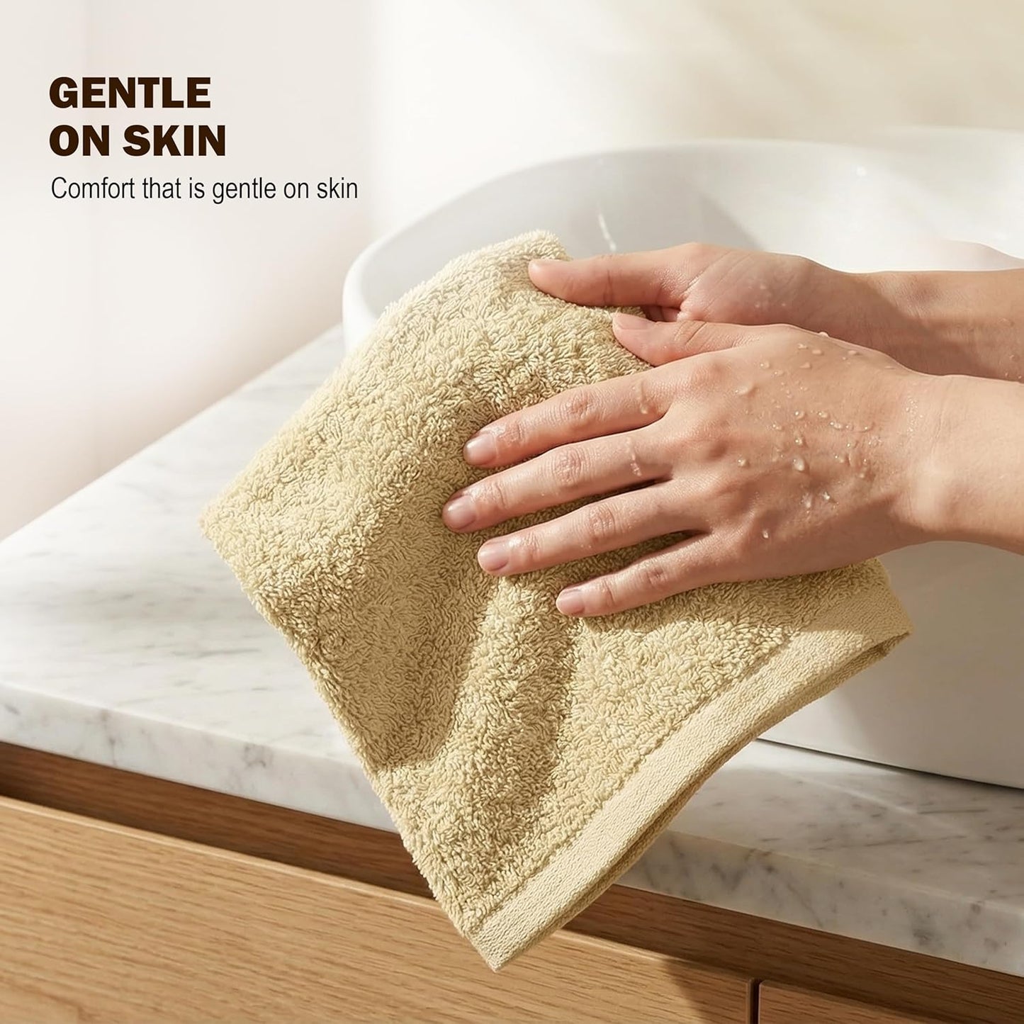 Utopia Towels | 60 Pack Cotton Washcloths Set - Premium Flannel, Highly Absorbent, Soft Fingertip Towels, Beige