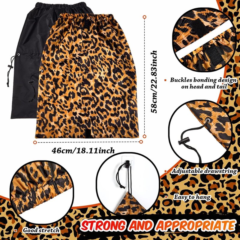 Satinior Jumbo Waterproof Braid Shower Cap - 2 Pcs Adjustable Reusable Hair Bonnets for Long Hair & Dreadlocks | Leopard Print