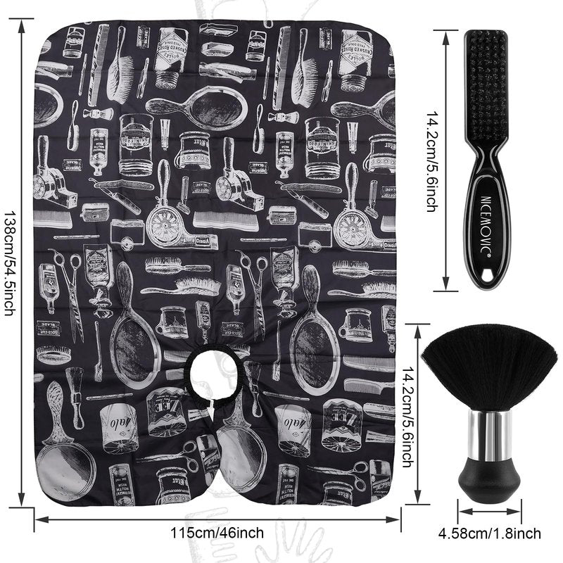 NICEMOVIC Hair Cutting Barber Cape for Men Women Kids with Neck Duster Brush and Barber Brush, Professional Barber Accessories Cleaning Supplies for Salon Haircut Styling