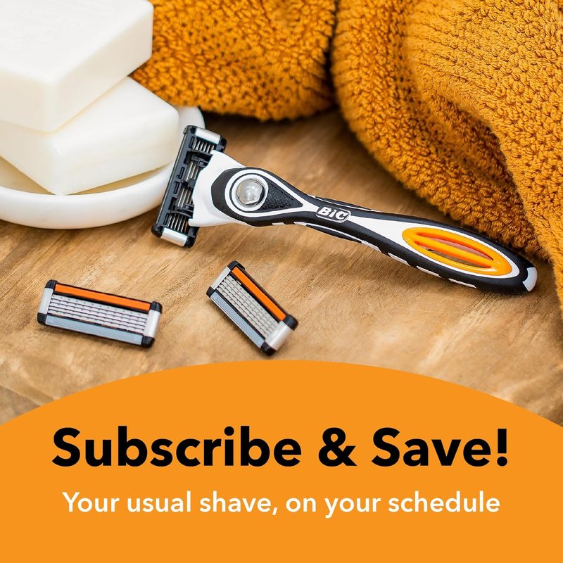 BIC Flex 5 Razors - Long-Lasting 5 Blade Refill Cartridges for Men | 8 Count