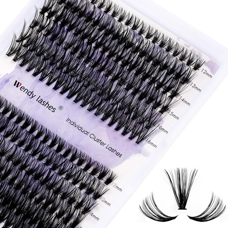 DIY Lash Clusters - Natural Fluffy Wispy Waterproof Extensions | 240 PCS, Mixed D Curl 12-16mm