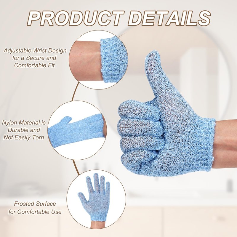 uxcell 4Pairs Exfoliating Gloves, Body Scrubber Massage Exfoliating Gloves Dead Skin Remover for Men and Women Beauty Shower Bathing Spa Accessories, Purple, Blue