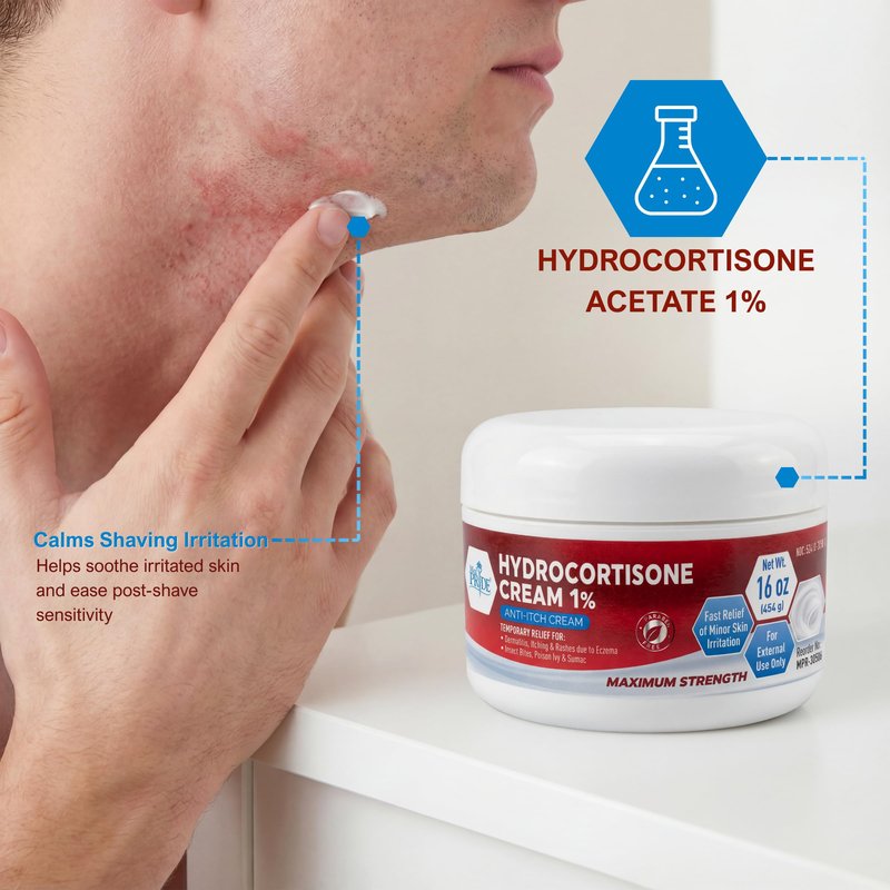 MED Pride 1% Hydrocortisone Cream Bulk 16 Oz Maximum Strength Itch Relief for Eczema, Dermatitis, Rashes, Mosquito Bites