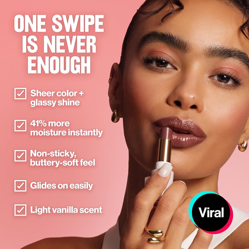 Revlon Super Lustrous Glass Shine Balm - Hydrating Tinted Lip Balm with Hyaluronic Acid | 004 Nude Illuminator, 0.11 oz