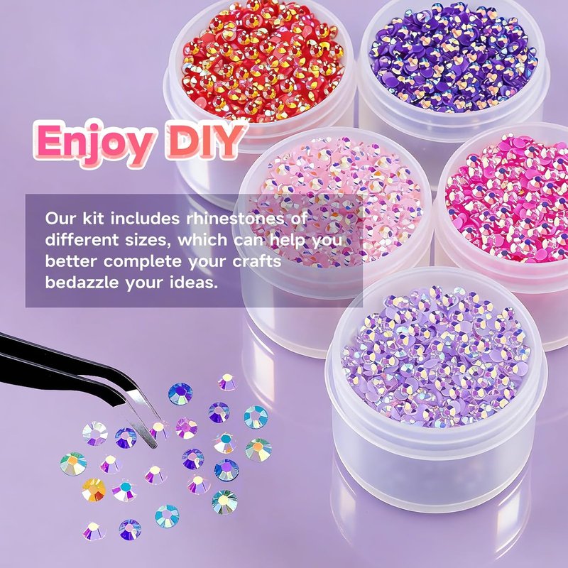 Skiennix 35,000 Pcs Resin Jelly Rhinestones Kit - 30 Colors, 3mm Flatback with B7000 Glue & Tools