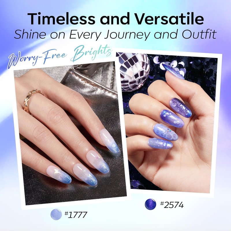 modelones Glitter Gel Nail Polish Set, Hema-Free Summer 6 Colors Chameleon Aurora Shimmer Glitter Gel Polish Kit Blue Green Purple Gel Polish Sparkly Nail Gel Kit Nail Art Design Gel Gifts for Women