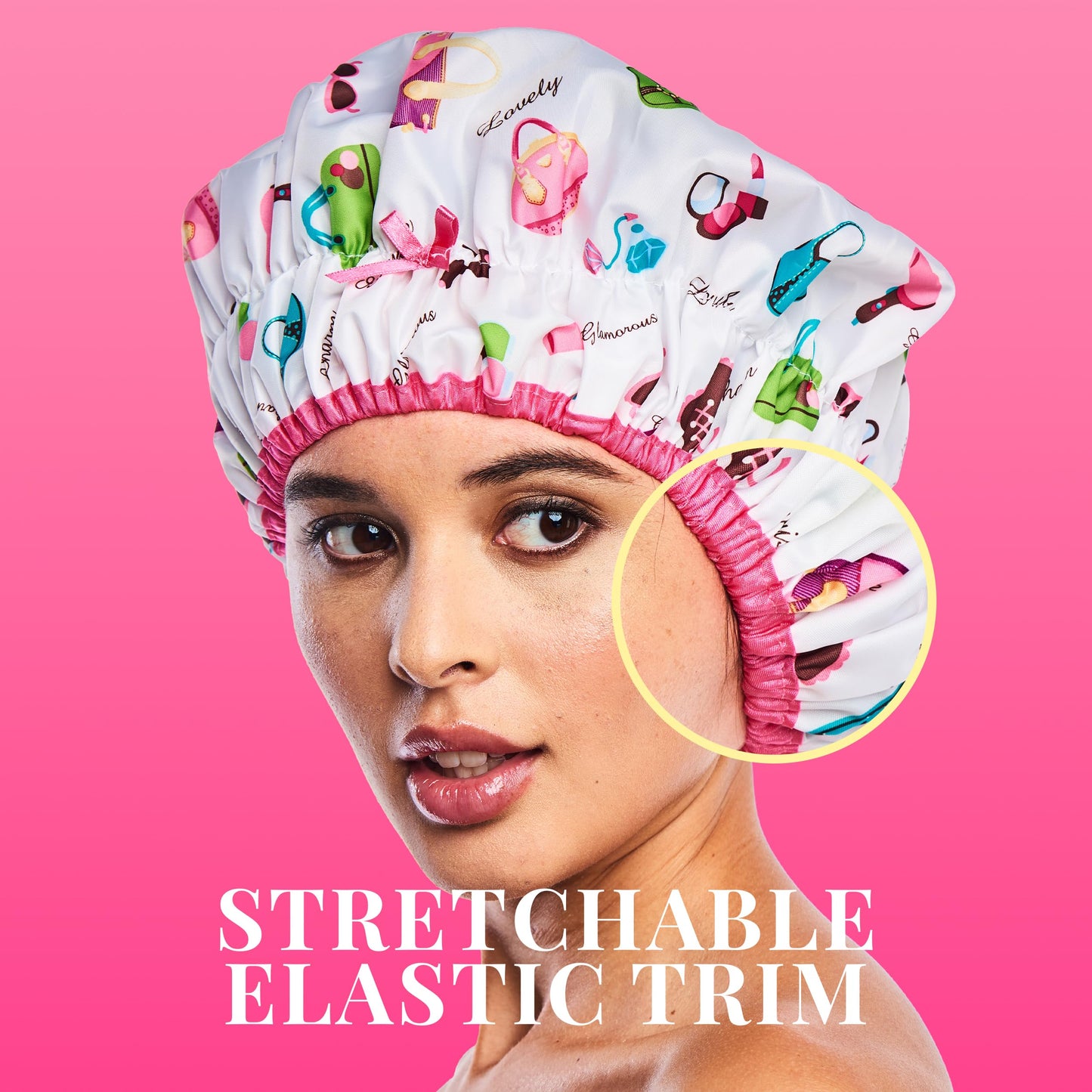 Reusable Shower & Bath Cap, Lined, Oversized Waterproof Shower Caps Large Designed for all Hair Lengths with Lining & Elastic Band Stretch Hem Hair Hat - Fashionista Diva
