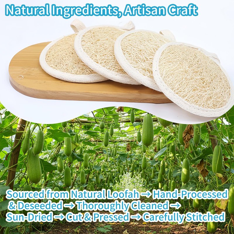 Natural Loofah Face Scrubber,Exfoliating Facial Scrub Pads Made from Organic Luffa for Women and Men (3.35", 4Pack)
