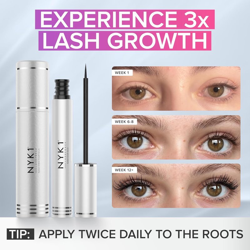 NYK1 Lash Serum - Concentrated Formula for Longer, Thicker Eyelashes | XL 8ml Size, Easy Application