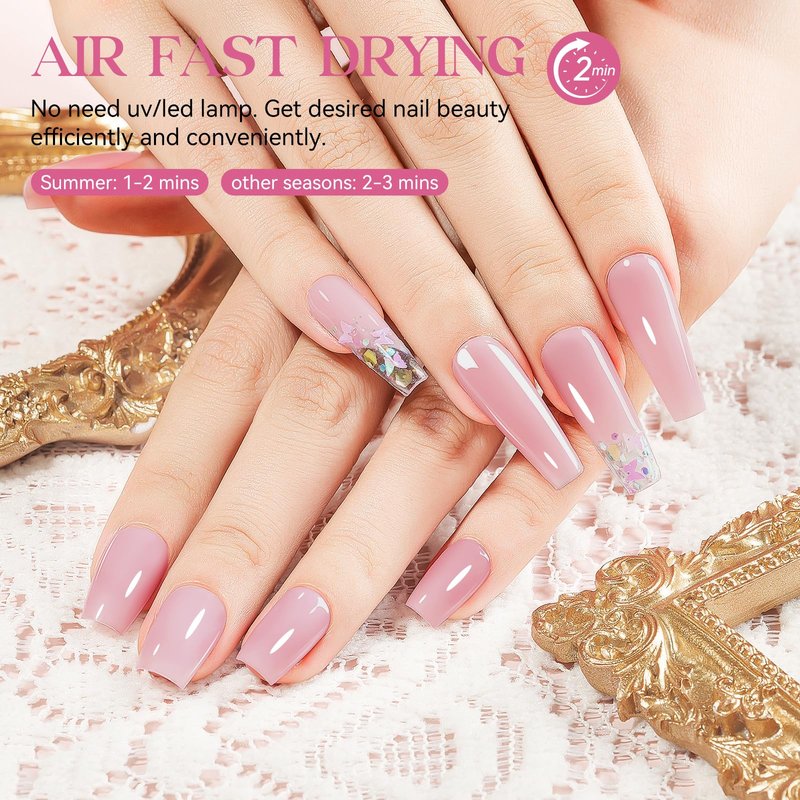 MIZHSE Quick Dry Nail Polish, Regular Pink Nail Polish Non Gel Air Drying Fast, 15 ml Glossy Finish Nail Lacquer Candy Pink Nail Art Manicure DIY Home