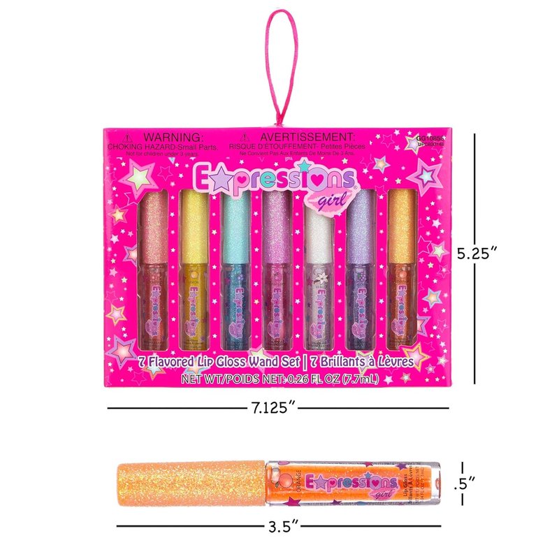 Fruity Flavored Lip Gloss Set for Kids - 7 Assorted Non-Toxic Glosses | Fun & Shiny Lip Care Collection
