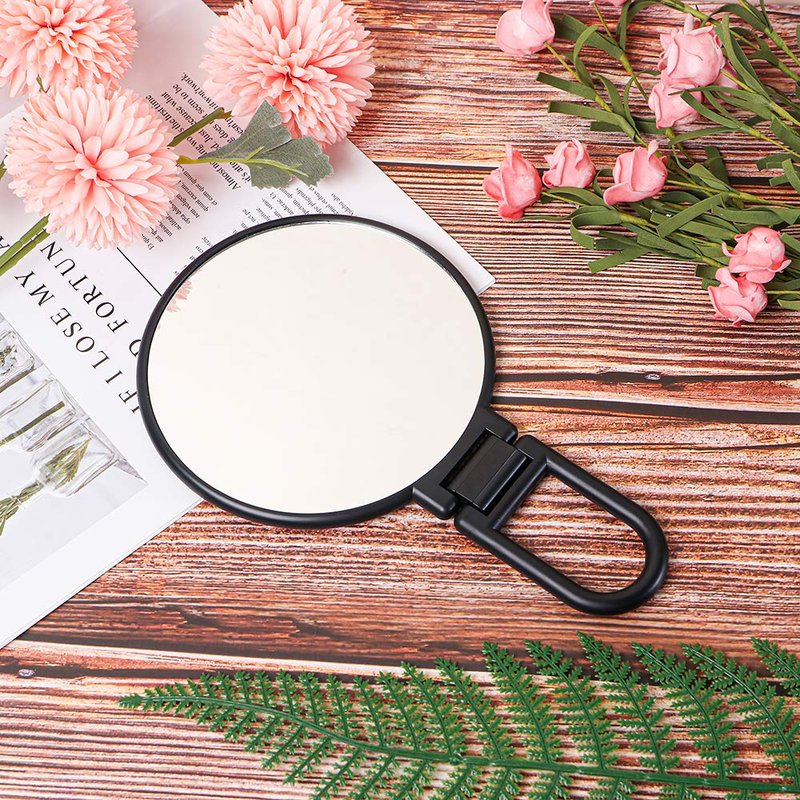 Aestivate Makeup Hand Mirror, Travel Handheld Mirror Double-Sided 360 Adjustable Cosmetic Hand Mirror Round Black