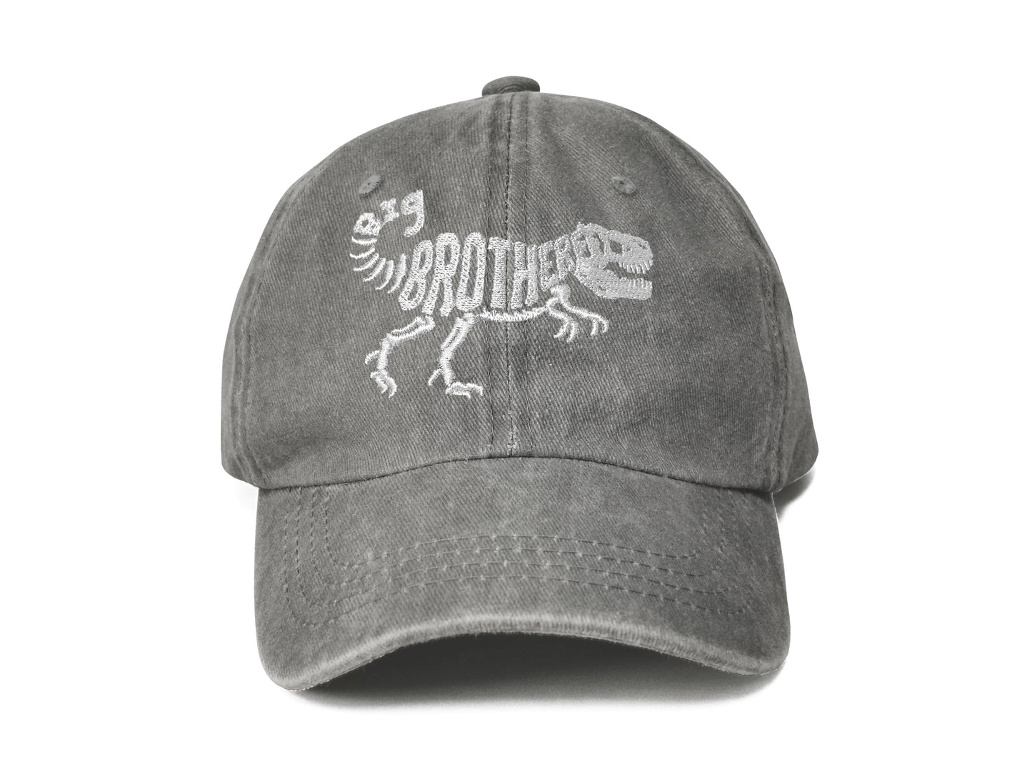 Hepandy T-Rex Skeleton Hat for Boys, Big Brother Gifts for Kids, Washed Gray Tyrannosaurus Baseball Cap Adjustable Hat