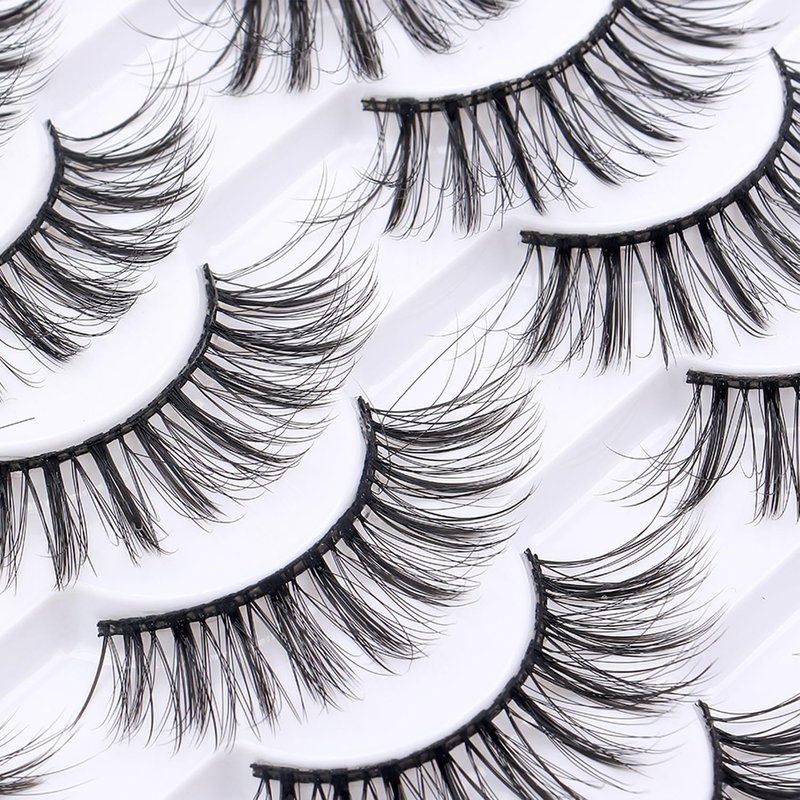 Azenlo False Eyelashes - 20 Pairs of 14mm Wispy Faux Mink Lashes | 3D Fluffy Cat Eye Style