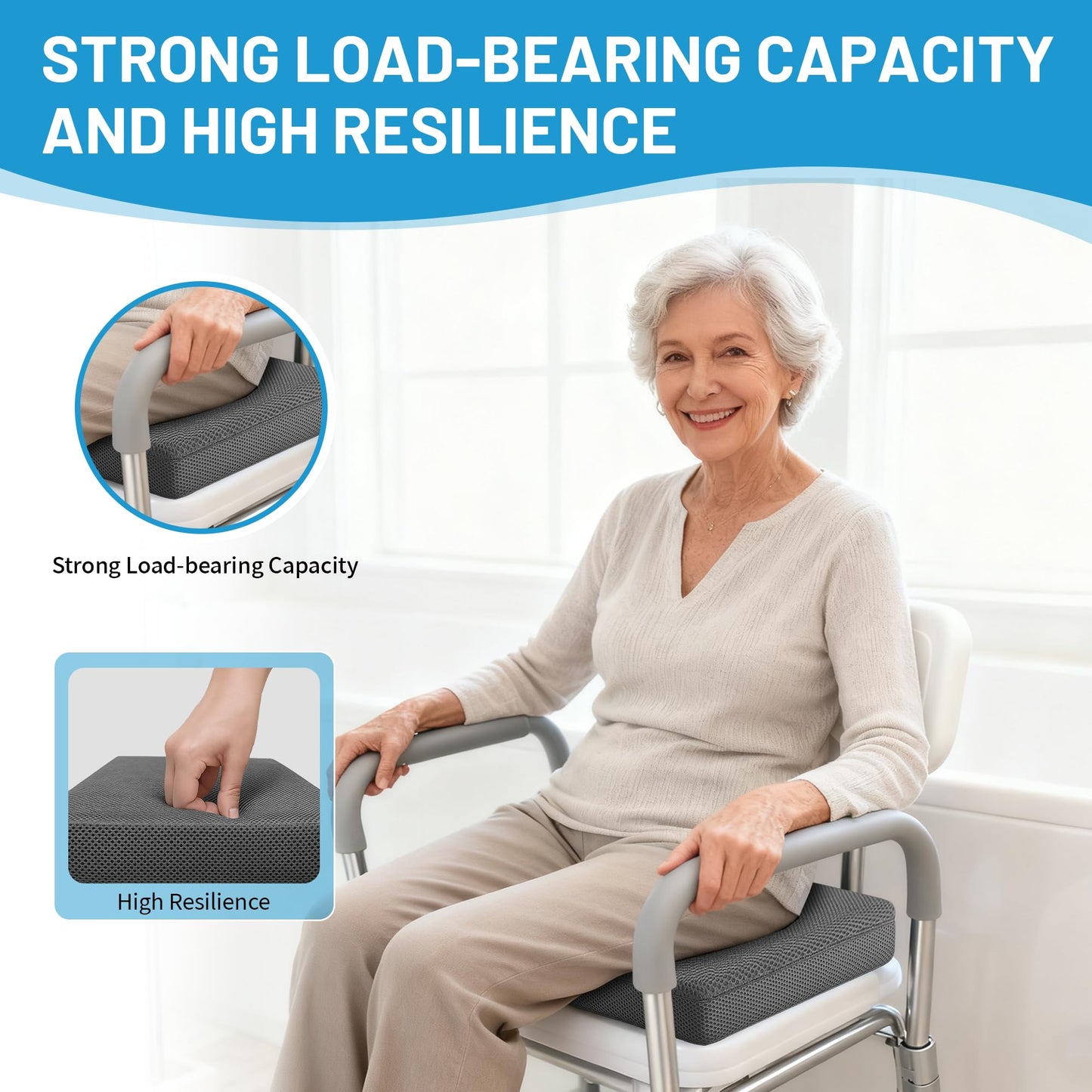 Sinigerel Shower Seat Cushion, Soft Chair Pad for Elderly Bathing，Easy to Clean & Quick Dry，Using 4D air Fiber Material，Suitable for Shower Seats, Poolside Rest, Dressing Room Seats