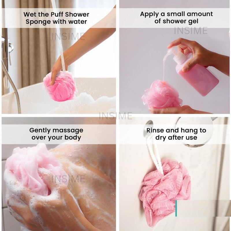 Colorful Mesh Loofah Sponges - 8-Pack Small Bath Poufs for Kids | Reusable Shower Balls