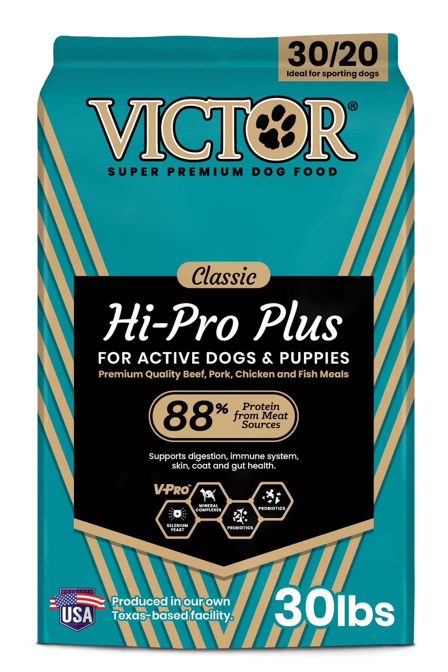 VICTOR Super Premium Dog Food – Hi-Pro Plus Dry Kibble – High Protein Dog Food with 30% Protein – Beef, Chicken, Pork, Fish Meals, Gluten Free - for High Energy and Active Dogs & Puppies, 30lbs