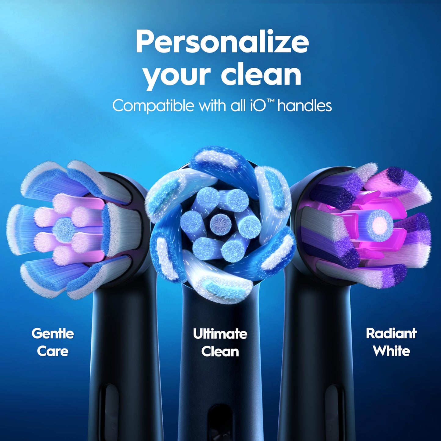 Oral-B Rechargeable Electric Toothbrush, iO3 Limited Deep Clean, 3 Cleaning Modes, Visual Pressure Sensor to Protect Gums, 2 Brush Heads, Travel Case, ICY Blue