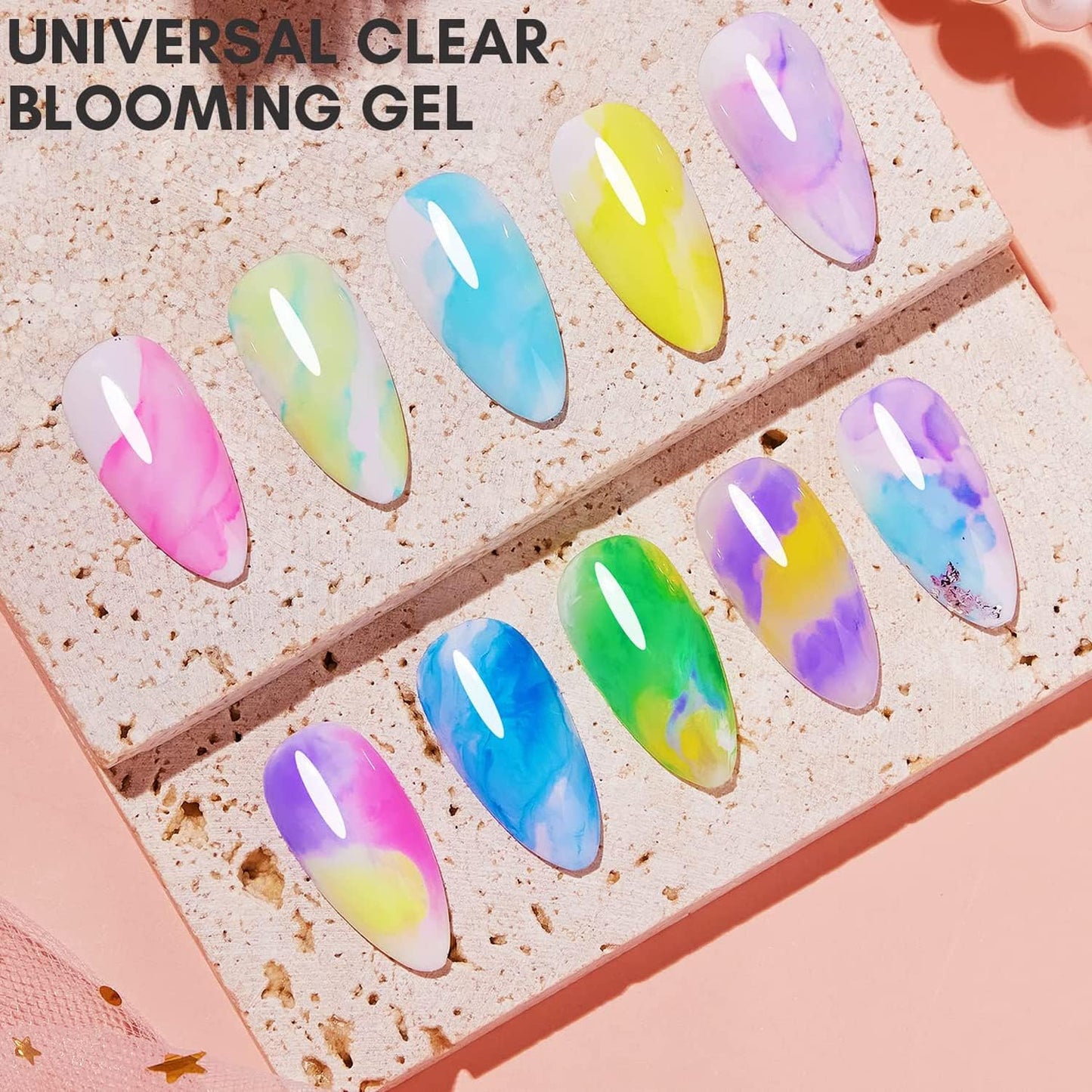 Vishine Blooming Gel 16ml UV LED Soak Off Nail Art Polish for Spreading Effect Marble Nail Polish Gel Paint Nail Designs for DIY Flower Watercolor Magic Manicure Salon Home DIY 0.54 Oz