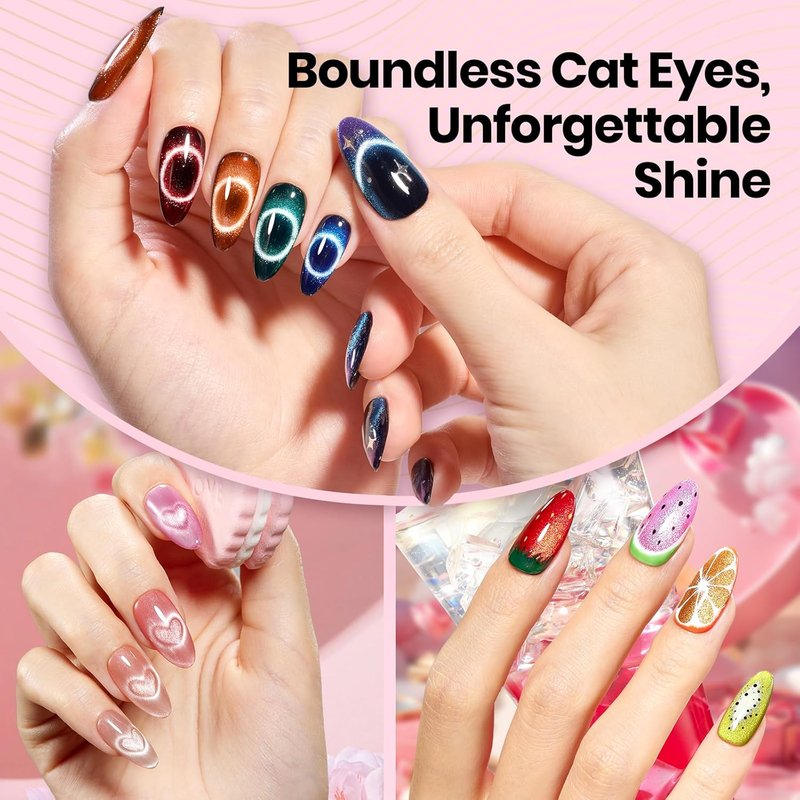 Beetles Cat Eye Magnet for Nails - 3-in-1 Magnetic Nail Art Tool for Gel Polish | Heart, French, Stripe Effects
