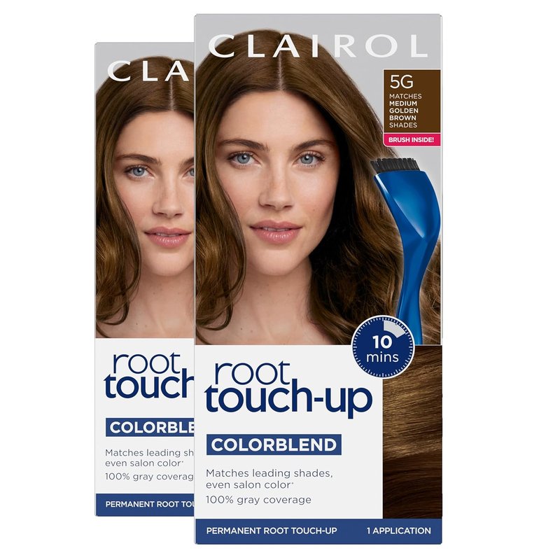 Clairol Root Touch-Up Permanent Hair Dye - 5G Medium Golden Brown | 100% Gray Coverage & Easy Brush Application | Pack of 2