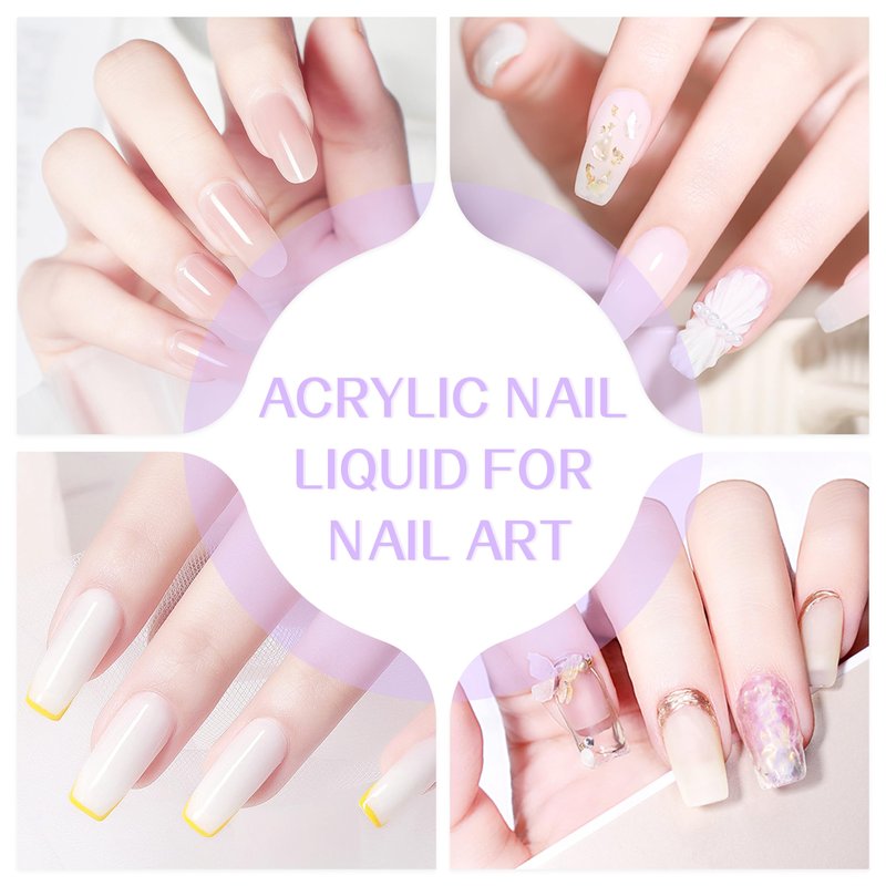 AOBOO Acrylic Liquid Monomer Kit 120ml/4fl.oz Monomer Acrylic Nail for Nail Arts with 3pcs Acrylic Nail Brush Nail System Nail Extension Nail Liquid Monomer for Beginner Use at Home