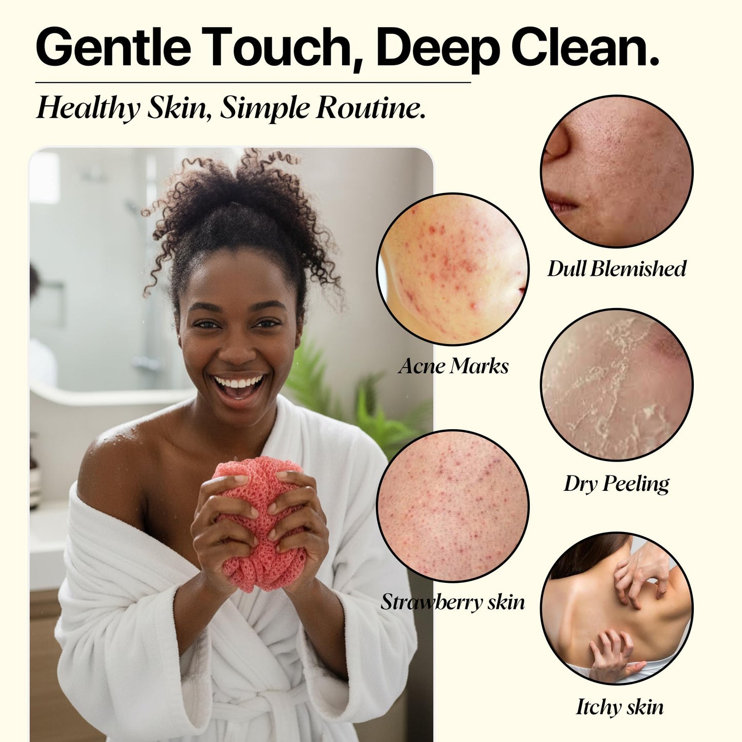 SUDNY Authentic African Net Sponge - 2 Pieces African Exfoliating Body Scrubber Bath Sponge - Daily Use & Quick-Dry Mesh for Smooth Skin - Real African Body Care Bathing Accessories |Green & Pink