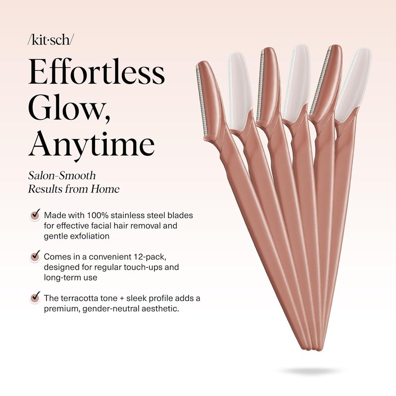 Dermaplane Razor for Women - Exfoliating Facial Shaver & Eyebrow Razor | 6 Pcs Terracotta Set